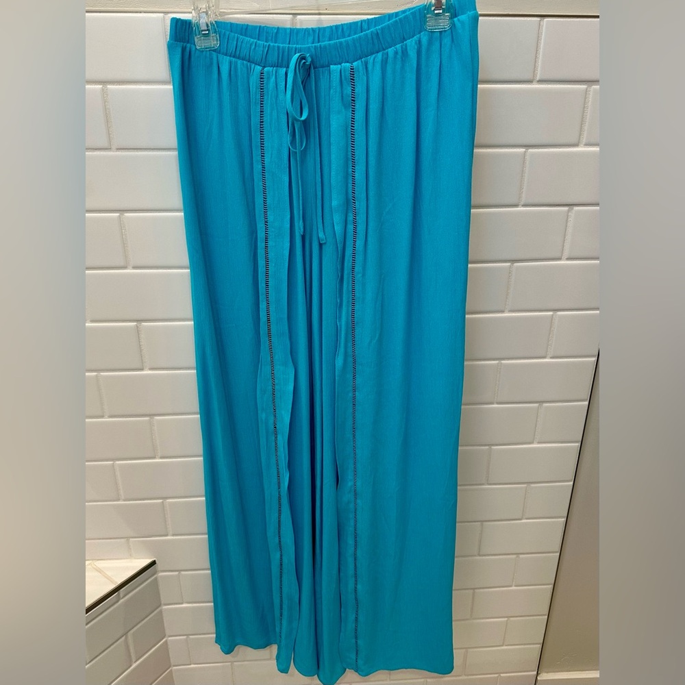 Aqua Blue Wide Leg Palazzo Pants
